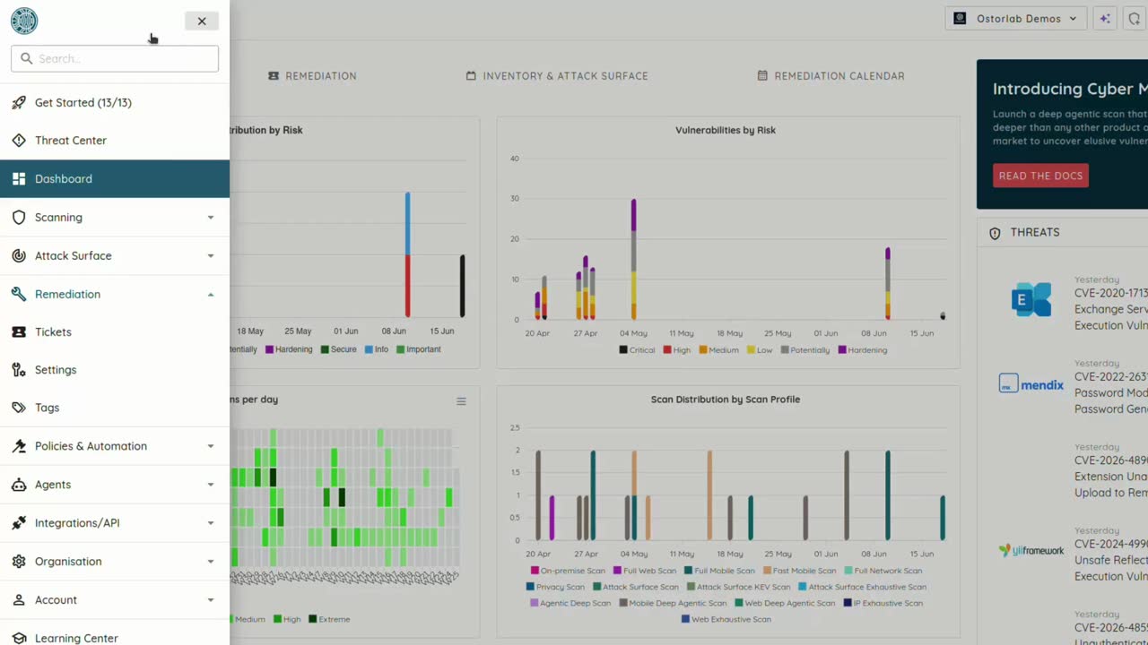 Ostorlab Mobile App Vetting risk assessment dashboard