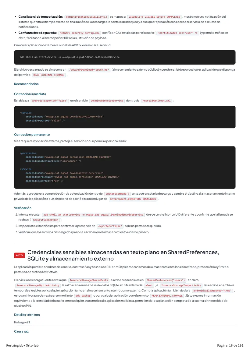 Hallazgo con código vulnerable